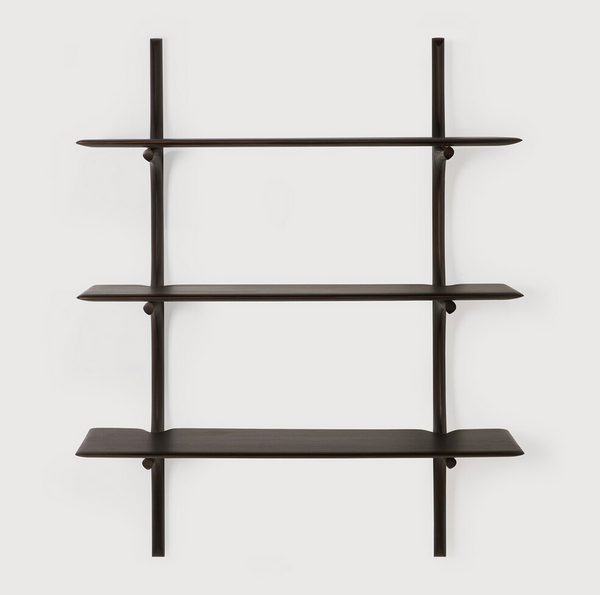 PI Wall Shelf in Mahogany Dark Brown - 3 Shelves