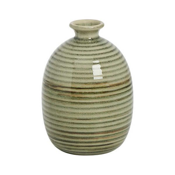 Groove Ridge Brown Reactive Glaze Ceramic Bud Vase