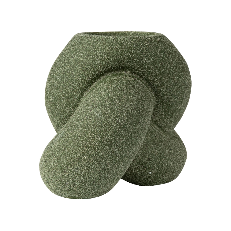 Knotted Stoneware Candle Holder - Green