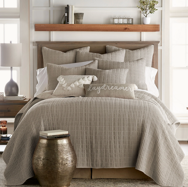Mills Waffle Quilt Set - Taupe