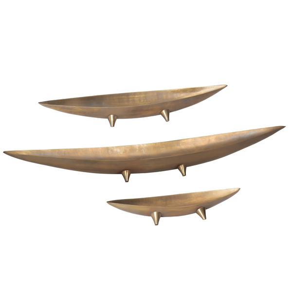 Tapered Boat Set in Antique Brass