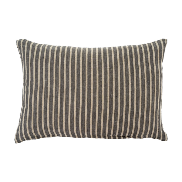Pinstripe Linen Pillow Grey 16" x 24"
