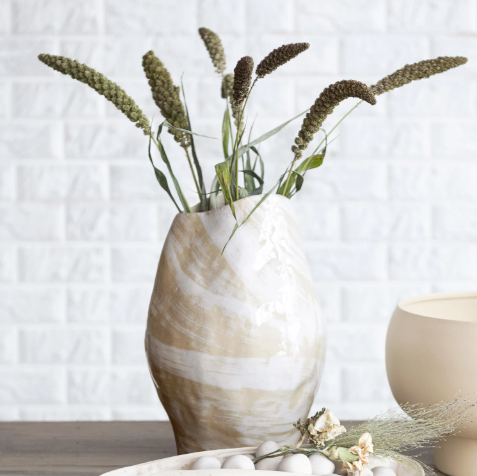 Cream and Tan Vase