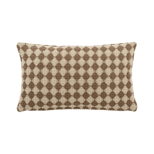 Check Weave Pillow Brown 21" x 12"