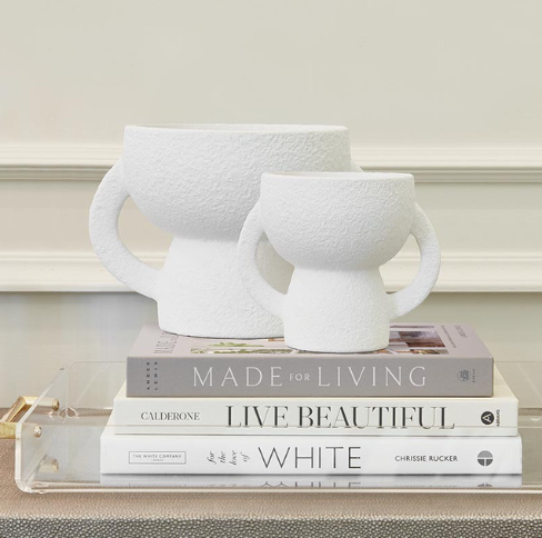 White Double Handle Vase - Small