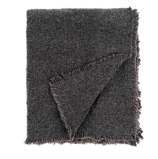 Fringed Bouche Throw - Charcoal