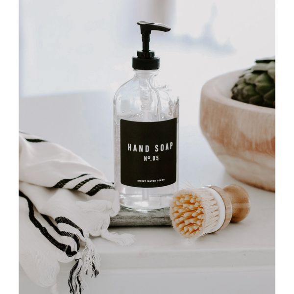 Clear Glass Hand Soap Dispenser - Black Label 16oz