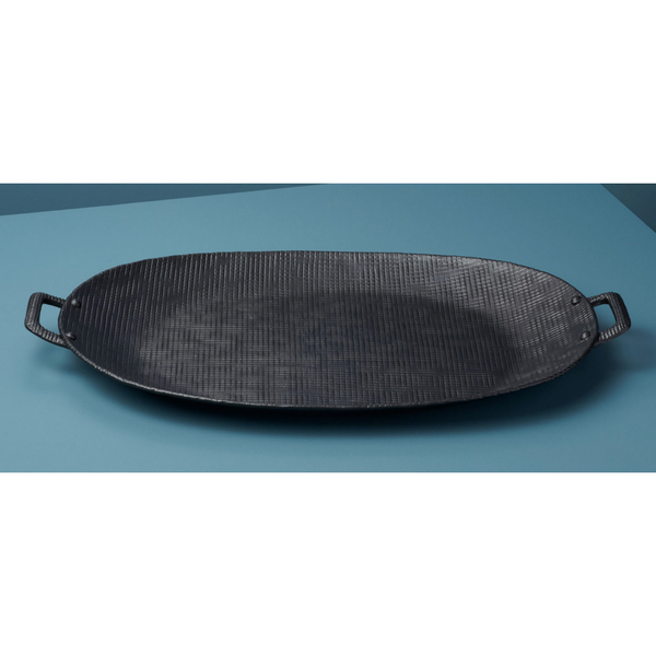 Crosshatch Aluminum Tray With Handles