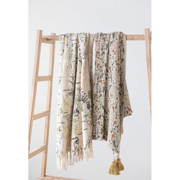 Woven Printed Throw, Floral
