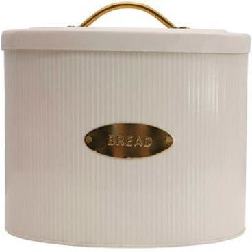 Metal Oval Storage Bread Box w/ Lid, Cream Color