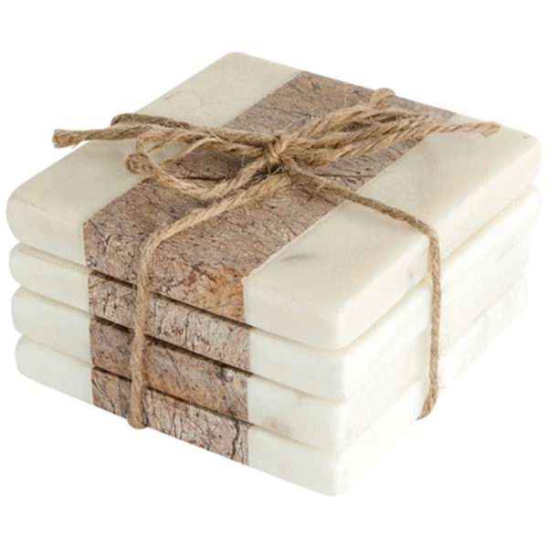 4" Square Marble Coasters, Set of 4