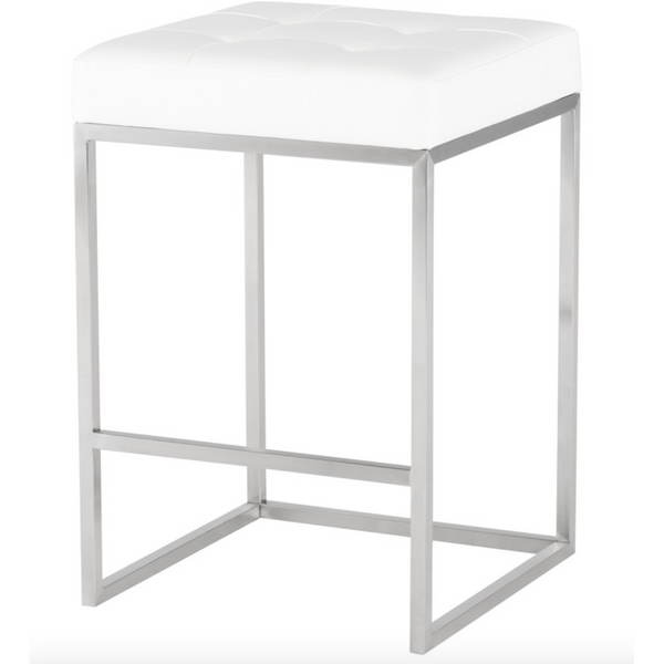Chi Counter Stool, Brushed Stainless Base 25"