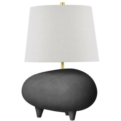 Tiptoe Table Lamp in Aged Brass/Matte Black with Gray glass