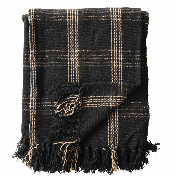 Cotton Blend Throw with Fringe