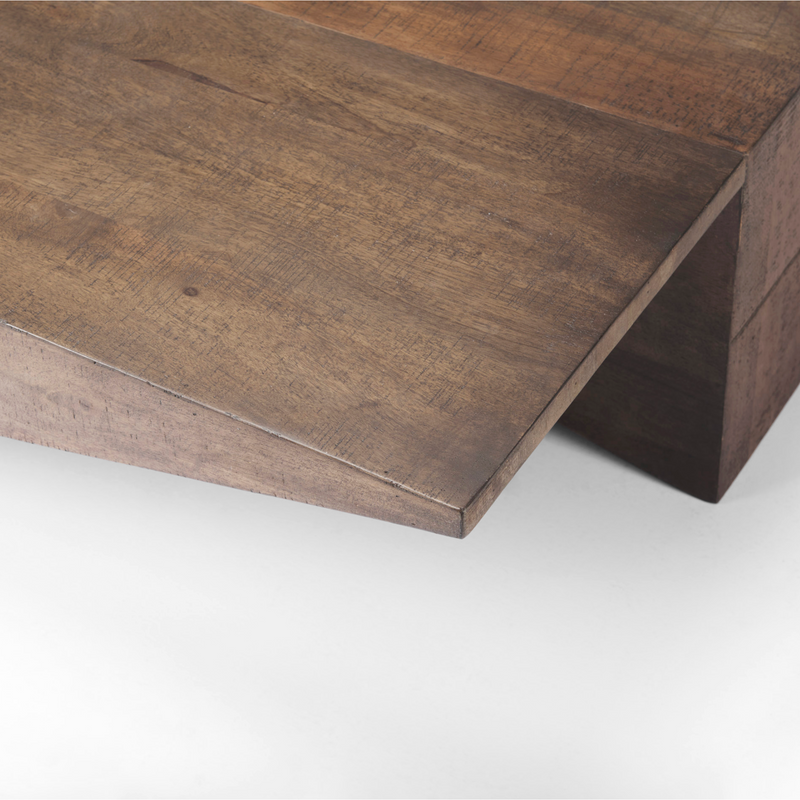 West Medium Brown Wooden Angled Coffee Table