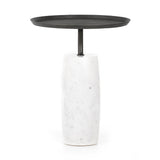 Cronos End Table in Polished White Marble