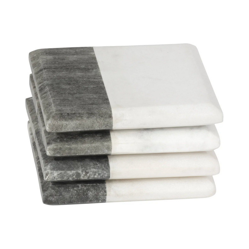 Two Tone Marble Square Coasters 4 Piece Set