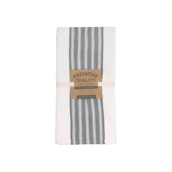 Premium Quality Kitchen Towel Set Of 3 Vertical in Grey
