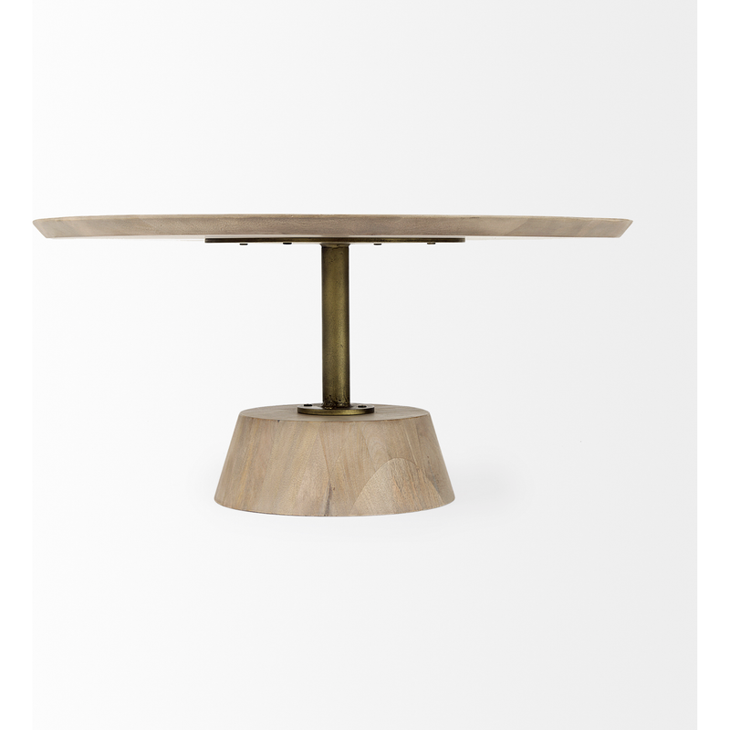 Maxwell Pedestal Coffee Table in Light Wood