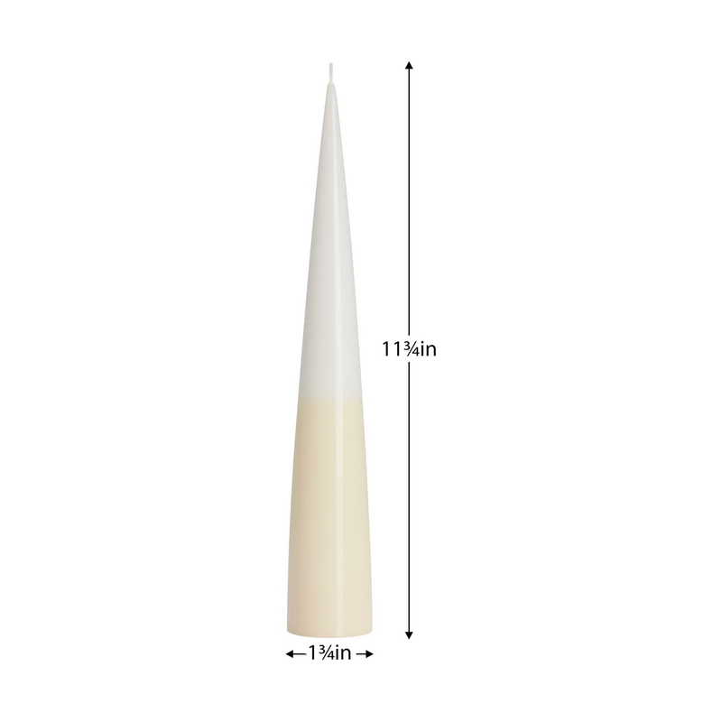 Prime Conical Two-Tone Candle in White/Ivory