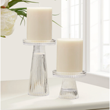 Anya Faceted Glass Reversible Pillar/Tealight Candle Holder