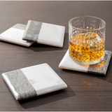 Two Tone Marble Square Coasters 4 Piece Set