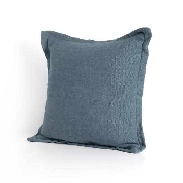 Baja Outdoor Cushion in Lake Blue Faux Linen 24" x 24"