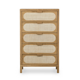 Allegra 5 Drawer Dresser in Natural Cane