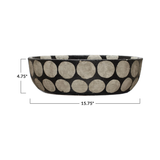 Terra-cotta Bowl w/ Wax Relief Dots, Black & Cement Color