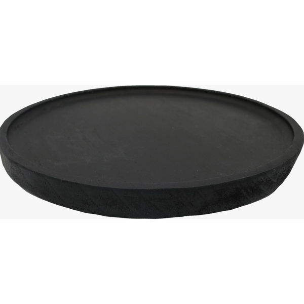 Large Black Round Wood Tray