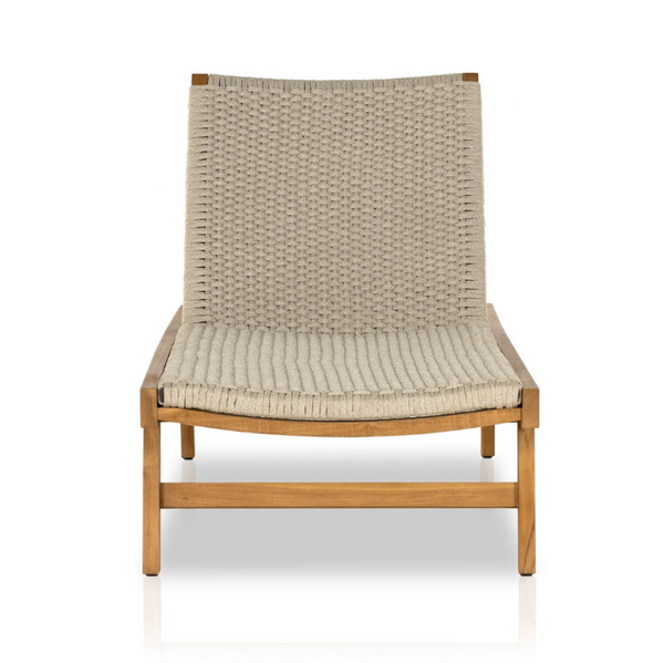 Delano Outdoor Chaise with Natural Teak Frame and Ivory Rope