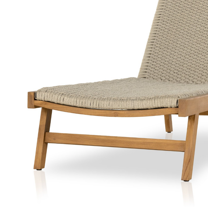Delano Outdoor Chaise with Natural Teak Frame and Ivory Rope