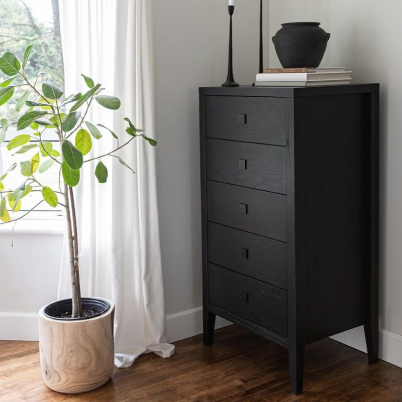 Hara 5 Drawer Tall Dresser in Black