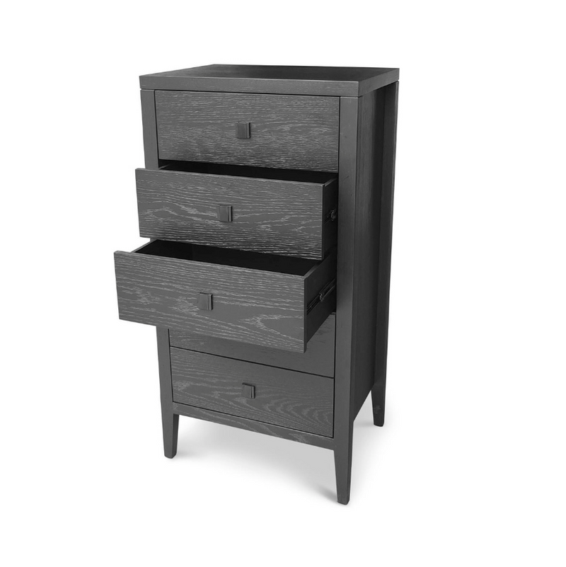 Hara 5 Drawer Tall Dresser in Black