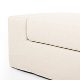 Wide Arm Slipcover Accent Bench in Brussels Natural Fabric