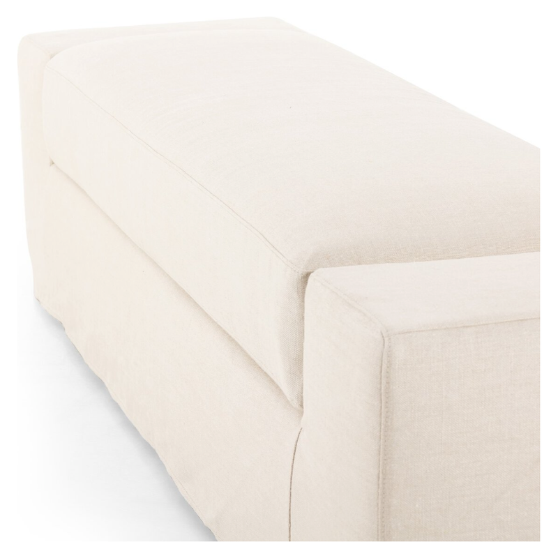 Wide Arm Slipcover Accent Bench in Brussels Natural Fabric