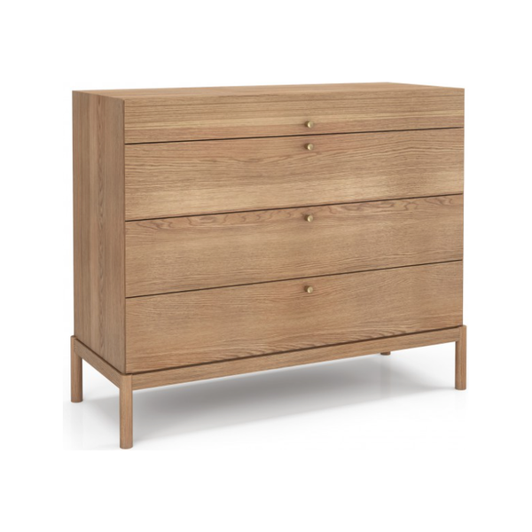 Lawrence 4 Drawer Chest in Noce Oak with Brass Handles