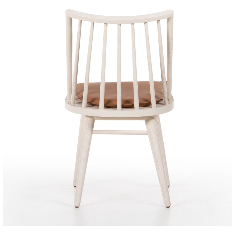 Lewis Windsor Chair in Off White + Whiskey Saddle Cushion