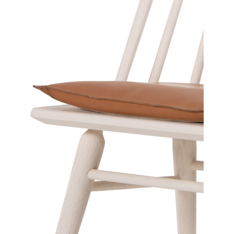 Lewis Windsor Chair in Off White + Whiskey Saddle Cushion