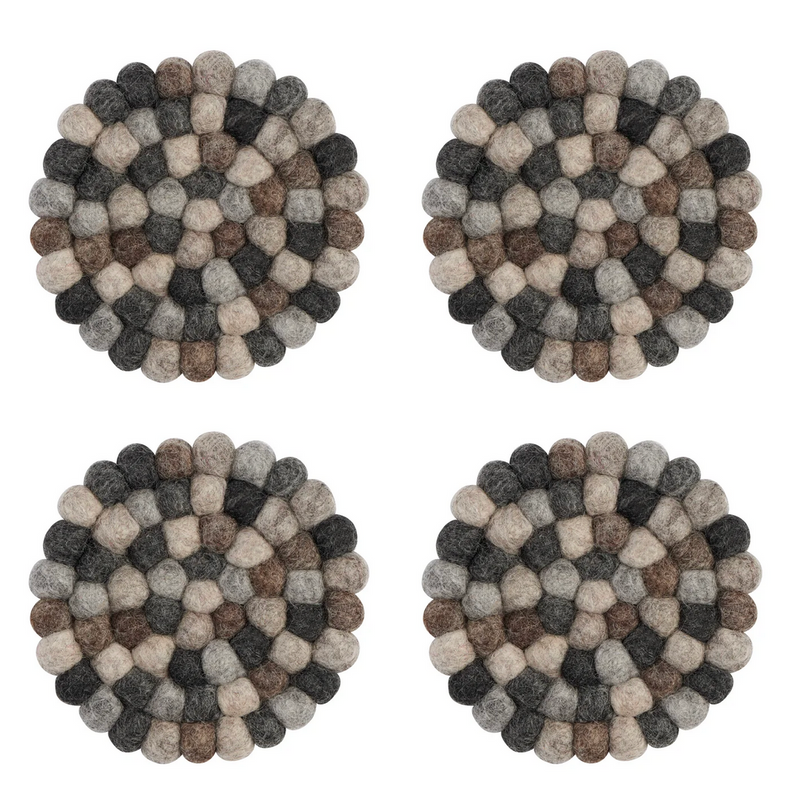 Modwool Felt Coaster in Taupe/White - Set of 4