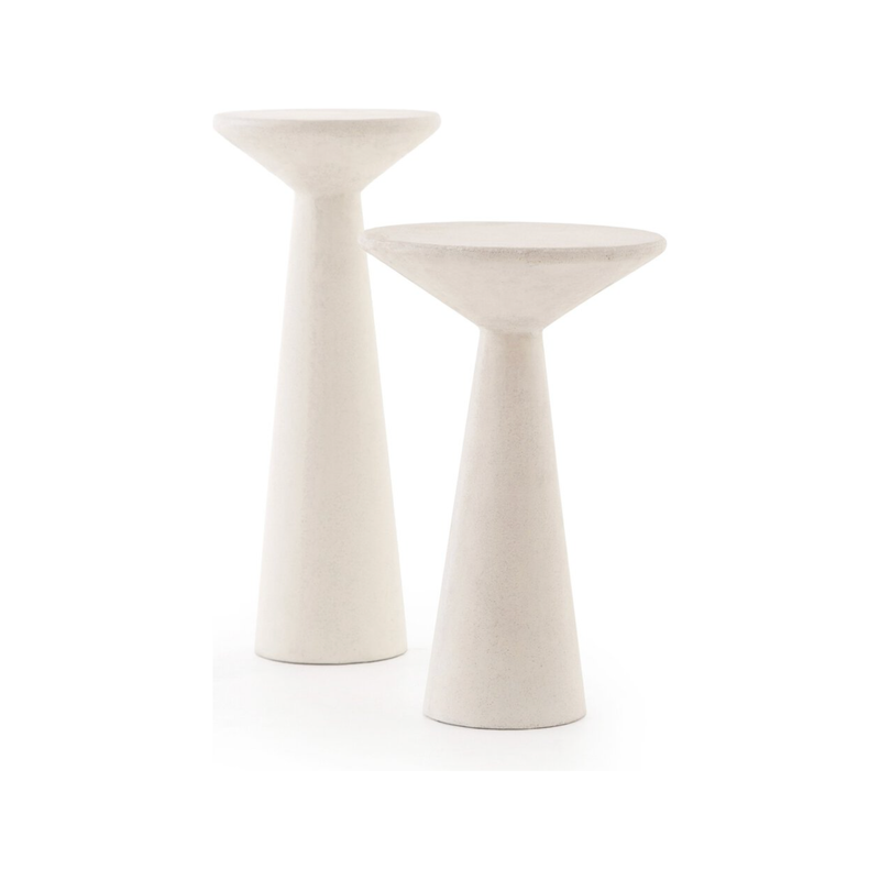 Ravine Concrete End Tables in Parchment White (Set of 2)