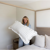 Ruffle Bolster Embroidered Cushion