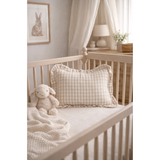 Ruffle Gingham Cushion in Beige