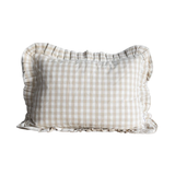 Ruffle Gingham Cushion in Beige