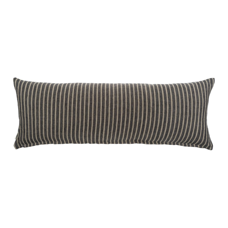 Pinstripe Linen Cushion 15" x 42" Grey