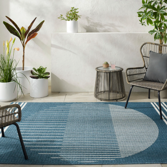 Alfresco Machine Woven Rug in Marine Blue