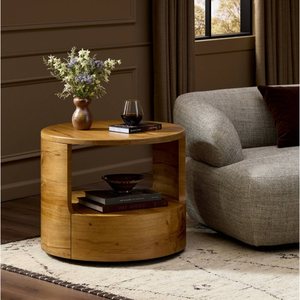 Matheus End Table in Natural French Oak