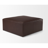 Minara Square Ottoman Dark Brown Leather