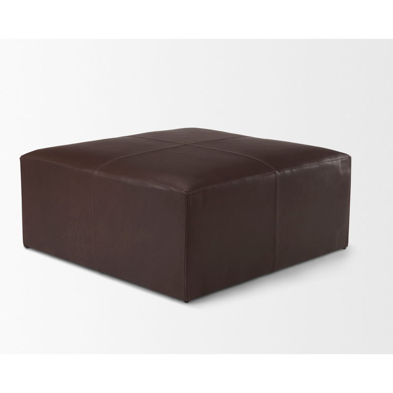 Minara Square Ottoman Dark Brown Leather
