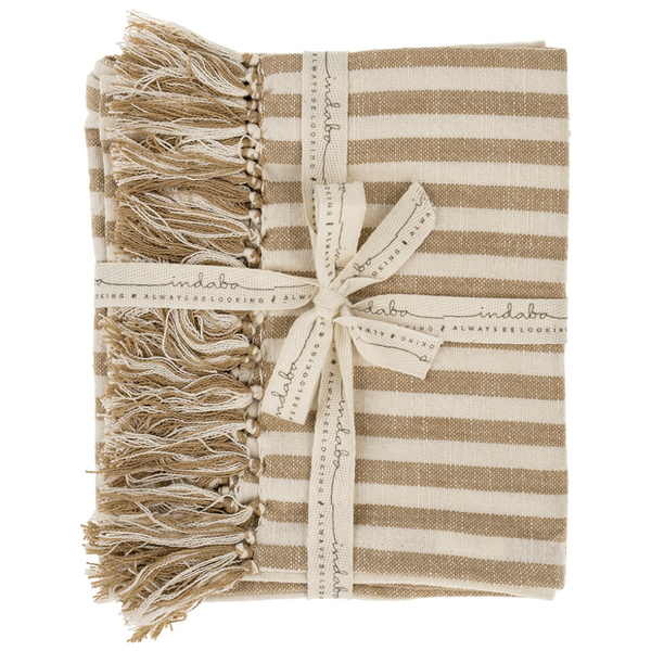 Bengal Stripe Hammam Hand Towels S/2, Warm Sand